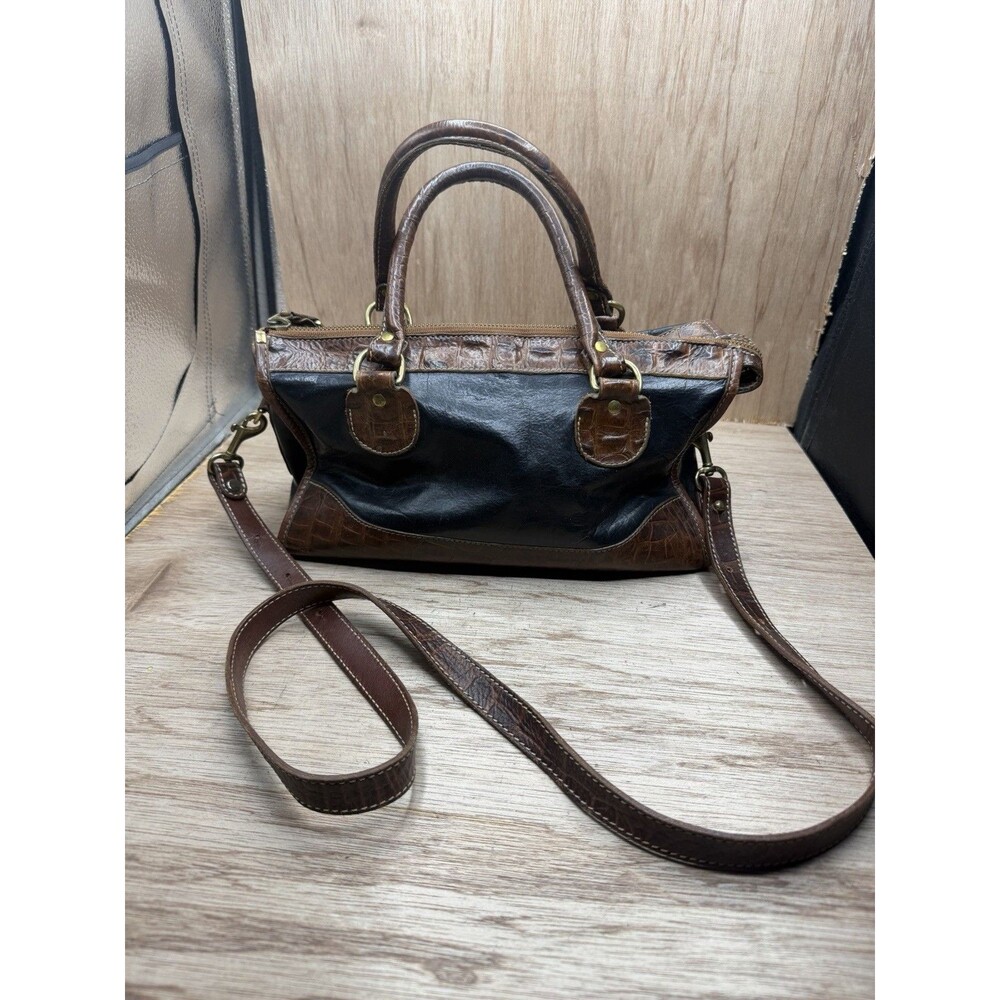Brahmin Cleo Melbourne Alligator Brown&Black Crossbody Bag